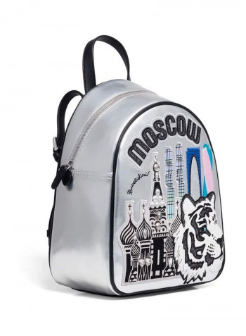Cartoline Metal Printed Backpack رمادي/أسود/وردي