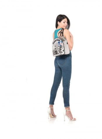 Cartoline Metal Printed Backpack رمادي/أسود/وردي