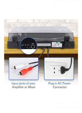 Belt Drive USB Turntable With Digital Recording Software PLTTB3U Black