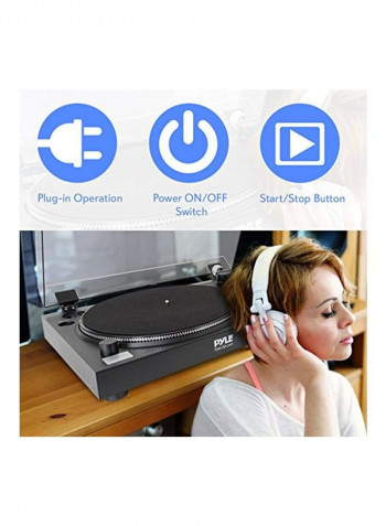 Belt Drive USB Turntable With Digital Recording Software PLTTB3U Black