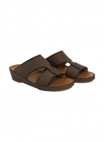 Leather Slip-on Arabic Sandals Dark Brown