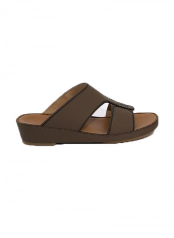 Leather Slip-on Arabic Sandals Dark Brown