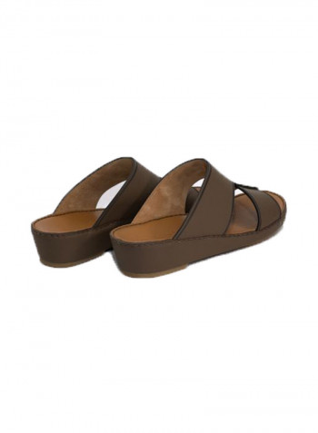 Leather Slip-on Arabic Sandals Dark Brown