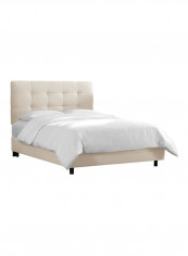 Skyline Tufted Bed With Mattress Beige/White Queen