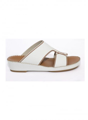 Leather Slip-on Arabic Sandals White/Brown