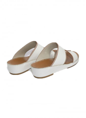 Leather Slip-on Arabic Sandals White/Brown