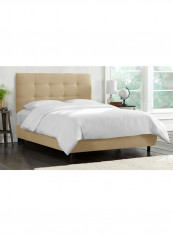 Skyline Tufted Bed With Mattress Beige/White Queen