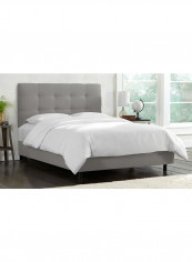Skyline Tufted Bed With Mattress Grey/White Queen
