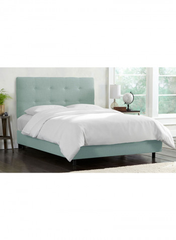 Skyline Tufted Bed With Mattress Aqua/White Queen