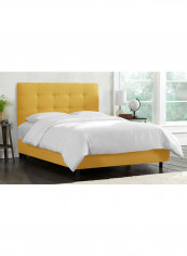 Skyline Tufted Bed With Mattress Yellow/White Queen