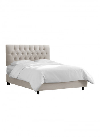 Velvet Tufted Bed Without Mattress Light Grey King