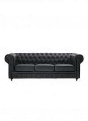 3-Seater Ingles Sofa Black 94x200x83centimeter