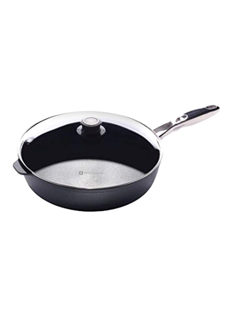 Nonstick Saute Pan With Lid Black/Clear 12.5inch