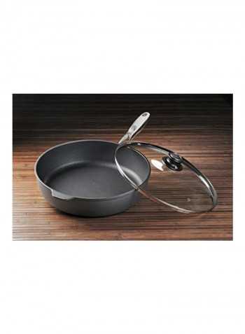 Nonstick Saute Pan With Lid Black/Clear 12.5inch