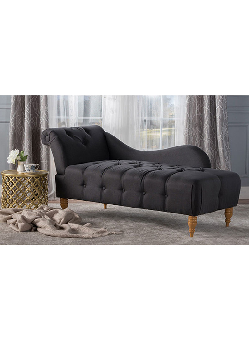 Antonya Tufted Chaise Lounge Ottoman Charcoal Grey 80x170x80centimeter
