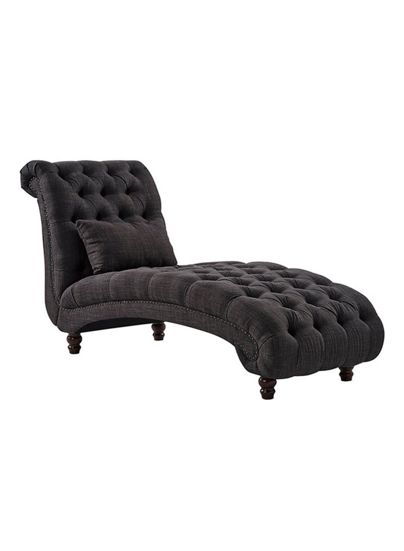 Tufted Chaise Lounge Sofa Chair Dark Grey 93x71x177centimeter