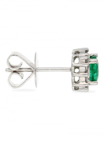 18 Karat White Gold 0.70Ct Emerald And 0.20Ct Diamond Studded Stud Earrings