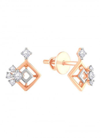 18 Karat Gold Stud Earrings With Diamond