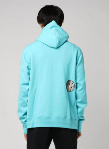 Jewellery Motif Wide Pullover Hoodie Blue/Grey