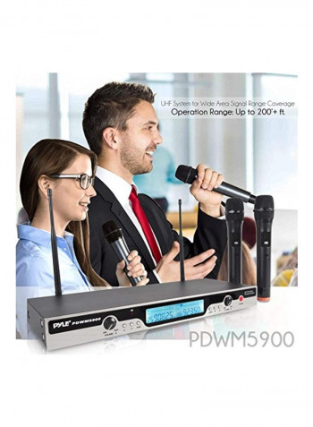 Microphone And Rack Mountable Receiver System With 2 Handheld Mics PDWM5900 Black