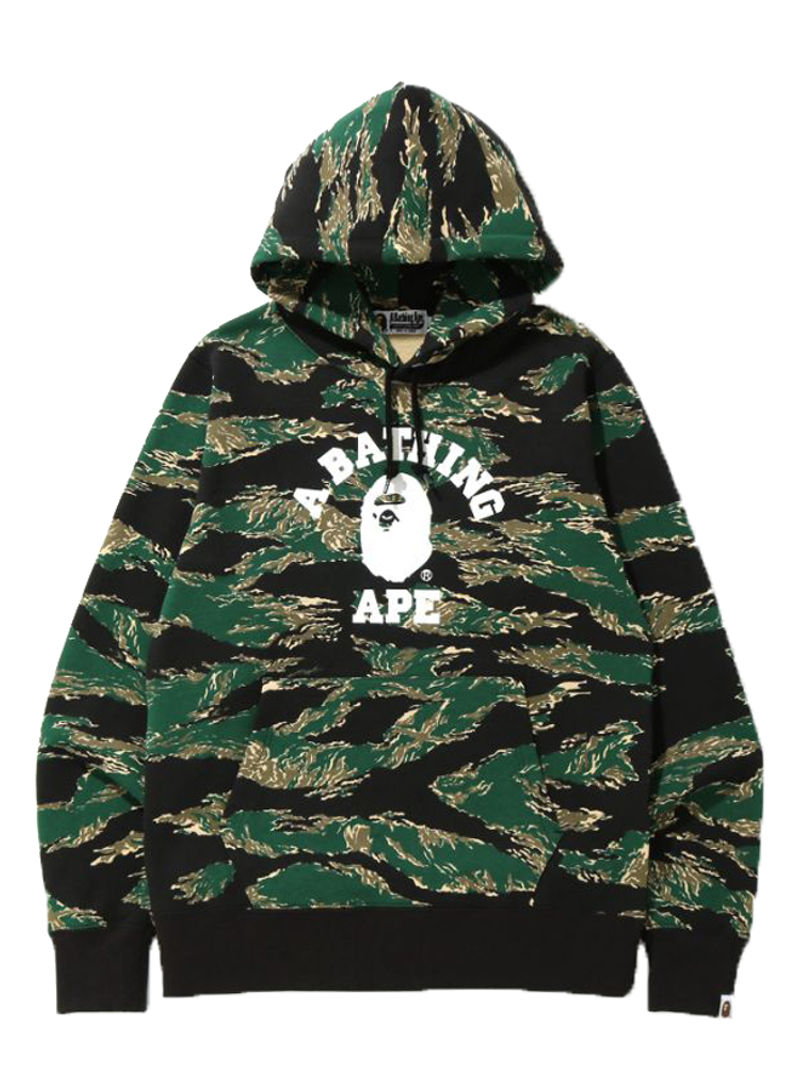 Tiger Camo College Pullover Hoodie Green/Black