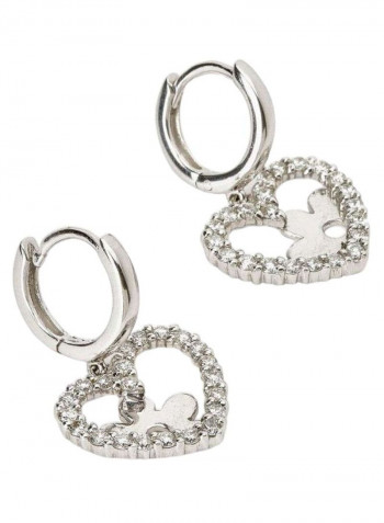 18K Gold Diamond Studded Heart Earrings
