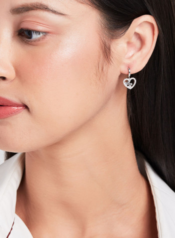 18K Gold Diamond Studded Heart Earrings