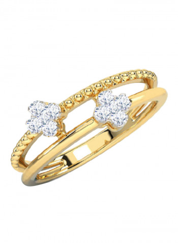 18K Gold Exquisite Design Beads Dua Clover Diamond Ring