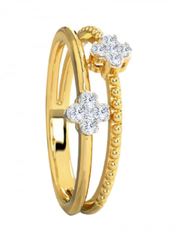 18K Gold Exquisite Design Beads Dua Clover Diamond Ring