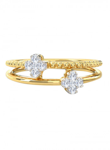 18K Gold Exquisite Design Beads Dua Clover Diamond Ring