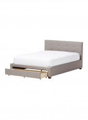 Contemporary Platform Storage Bed With Mattress Grey/White Queen