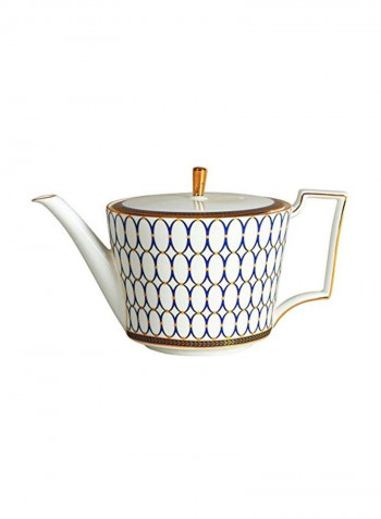 Bone China Teapot White/Blue/Gold 2.1Pint