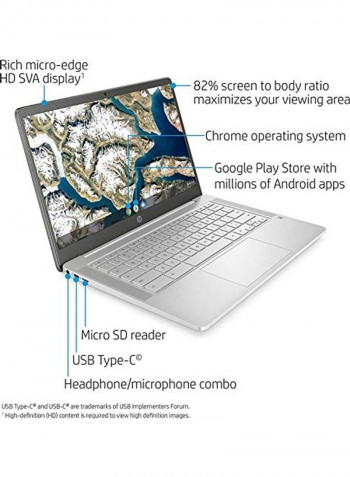 Chromebook Laptop With 14-Inch Display, Celeron Processer/4GB RAM/32GB eMMC/Intel UHD Graphics Ceramic White
