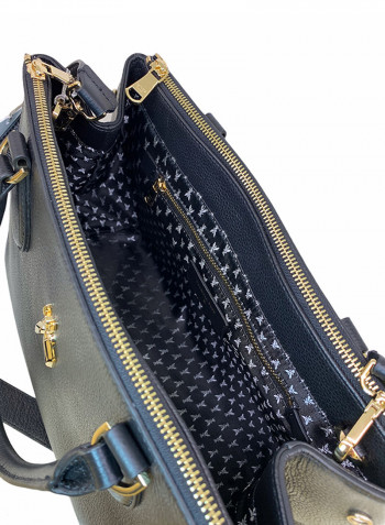 Solid Pattern Satchel Bag Nero Black
