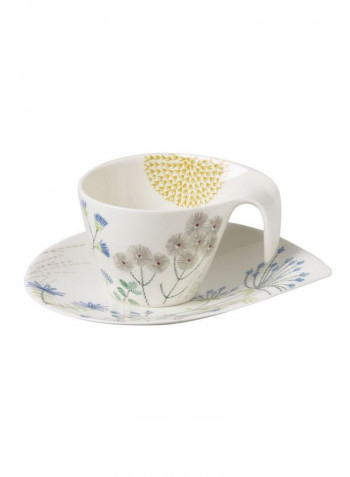 12-Piece Flow Couture Breakfast Cup And Saucer Set White/Grey/Blue