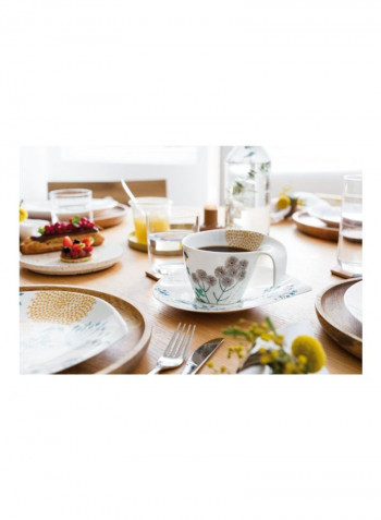 12-Piece Flow Couture Breakfast Cup And Saucer Set White/Grey/Blue