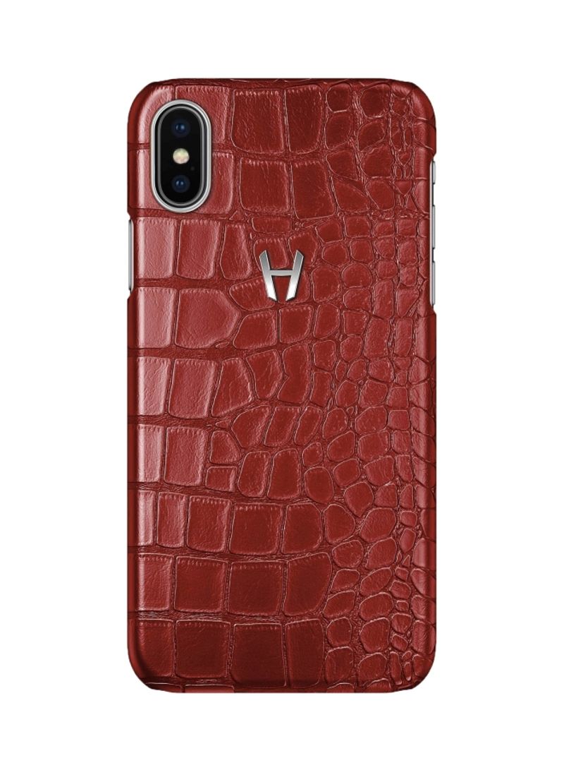 Alligator Protective Case Cover For Apple iPhone X/XS Red/Silver