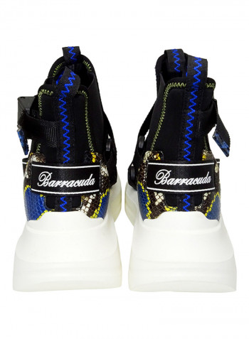 Women's Textured Sneakers Black/Blue/Yellow