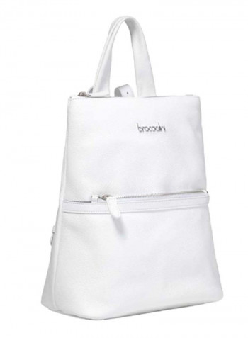 Nora Mini Logo Detail Backpack 11.8-Inch White