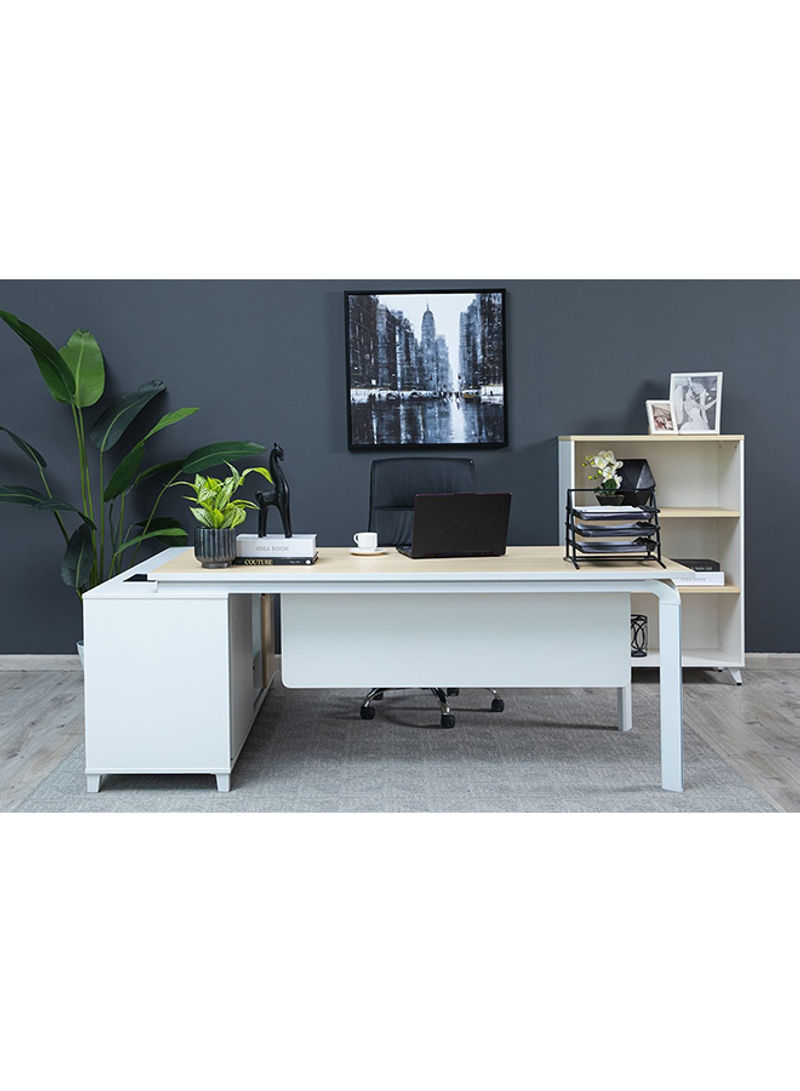 Davisson Writing Desk With 2 Drawer Cabinet White/Brown 160x75x180cm