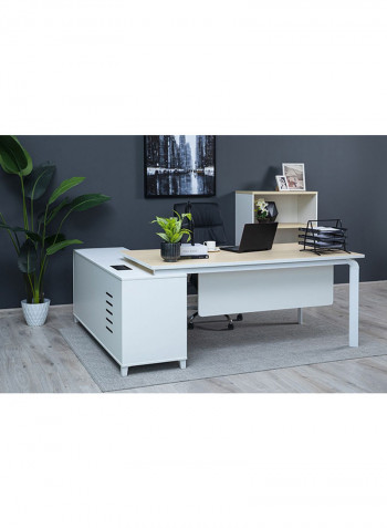 Davisson Writing Desk With 2 Drawer Cabinet White/Brown 160x75x180cm