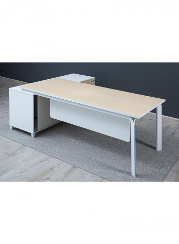 Davisson Writing Desk With 2 Drawer Cabinet White/Brown 160x75x180cm