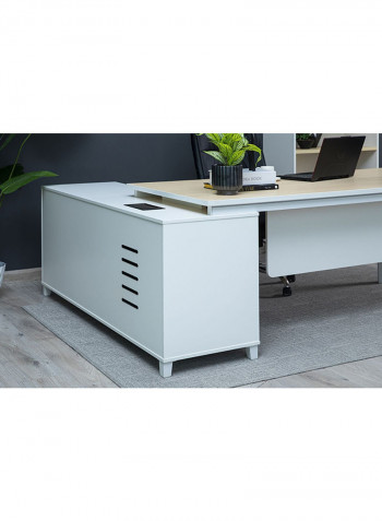 Davisson Writing Desk With 2 Drawer Cabinet White/Brown 160x75x180cm