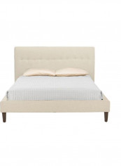 Lily Modern Button Tufted Platform Bed Without Mattress Beige 200 x 200centimeter