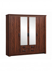 Braxton 4-Door Wardrobe Brown 220 x 57 x 220centimeter