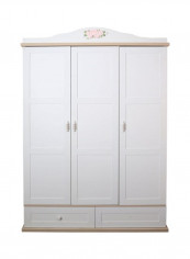 New Laura Triple Door Wardrobe White/Brown/Pink 136x61x207cm