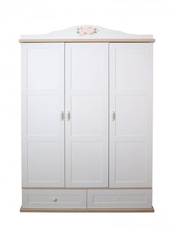 New Laura Triple Door Wardrobe White/Brown/Pink 136x61x207cm