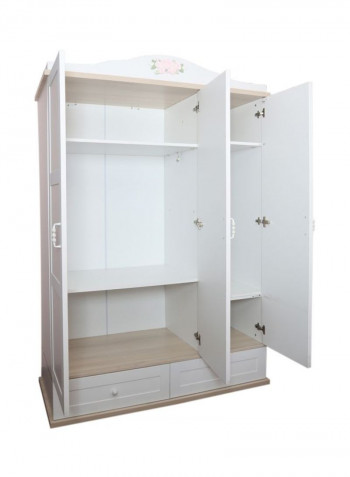 New Laura Triple Door Wardrobe White/Brown/Pink 136x61x207cm