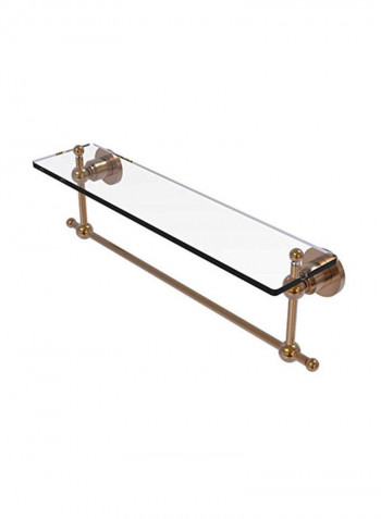 Glass Shelf With Towel Bar Clear/Gold 22x5inch