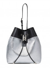 Hellen Drawstring Closure Bucket Bag Silver/Black